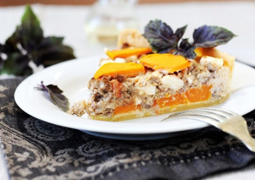 Darált húsos, sütőtökös quiche