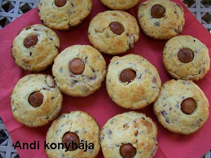 Muffin, virslis-sajtos (Andi receptje)