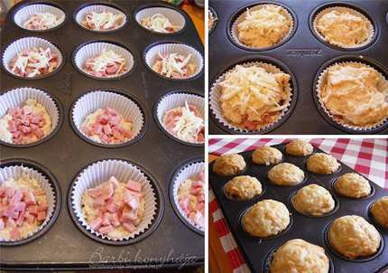 Sonkás-sajtos muffin recept